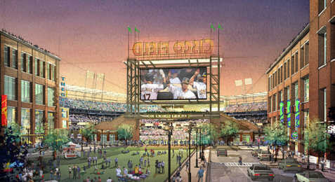 Cisco Field scoreboard from behind